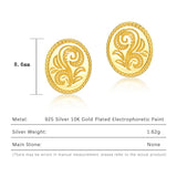 Leaf Pattern 925 Sterling Silver Women Earrings 10K Plated Stud Earrings