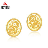 Leaf Pattern 925 Sterling Silver Women Earrings 10K Plated Stud Earrings