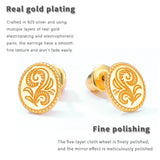 Leaf Pattern 925 Sterling Silver Women Earrings 10K Plated Stud Earrings