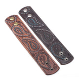 Leaf Totem Engraved Leather Bracelet Wide Cuff Bangle Adjustable Wristband