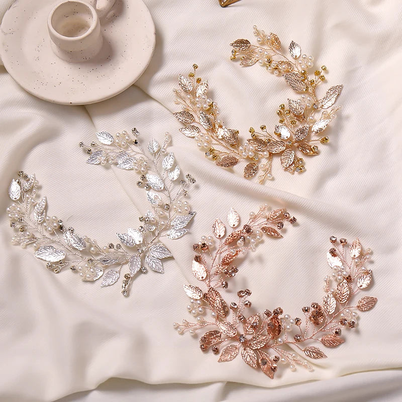 Leaf Bridal Hairband Rose Hair Jewelry Headband