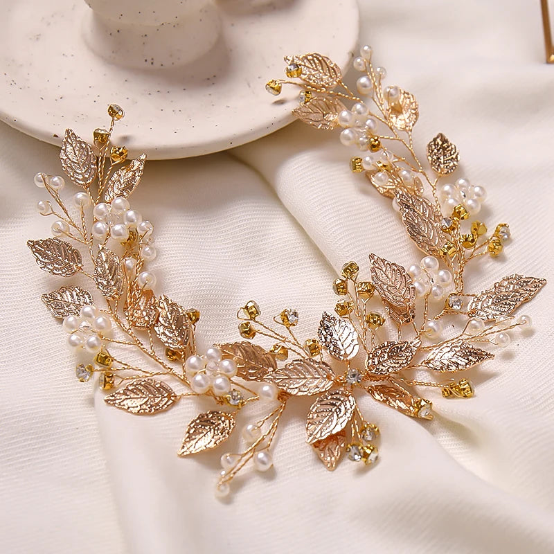 Leaf Bridal Hairband Rose Hair Jewelry Headband