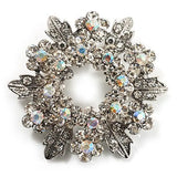 Leaf Wreath Rhinestone Brooch Crystal Jewelry Gift