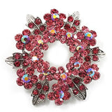 Leaf Wreath Rhinestone Brooch Crystal Jewelry Gift