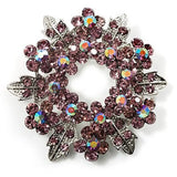 Leaf Wreath Rhinestone Brooch Crystal Jewelry Gift