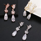 Leaf Zircon Clips Earrings Silver Crystal Wedding Ear Cuff Jewelry