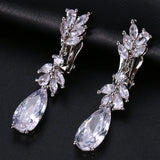 Leaf Zircon Clips Earrings Silver Crystal Wedding Ear Cuff Jewelry
