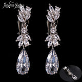Leaf Zircon Clips Earrings Silver Crystal Wedding Ear Cuff Jewelry