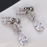Leaf Zircon Clips Earrings Silver Crystal Wedding Ear Cuff Jewelry