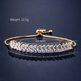 Leaf Zirconia Bracelet Women Horse Eye CZ Crystal Chain Wedding Jewelry