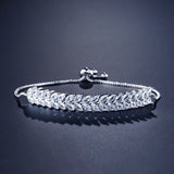 Leaf Zirconia Bracelet Women Horse Eye CZ Crystal Chain Wedding Jewelry