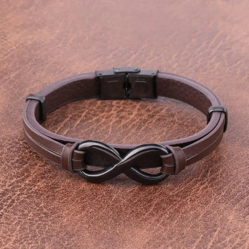 Leather Bracelet Infinity Logo Men's Bracelet Jewelry Gift
