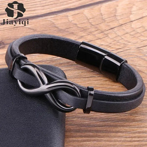 Leather Bracelet Infinity Logo Men's Bracelet Jewelry Gift