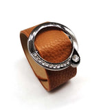 Women's Wide Wrap Bracelet with Metal Charm - Geometric Design
