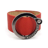 Women's Wide Wrap Bracelet with Metal Charm - Geometric Design
