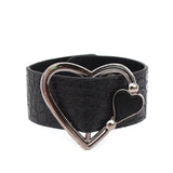 Women's Wide Wrap Bracelet with Metal Charm - Geometric Design