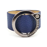Women's Wide Wrap Bracelet with Metal Charm - Geometric Design