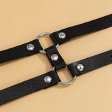 Womens Punk Double PU Neck Chain Metal Torques Necklaces Jewelry
