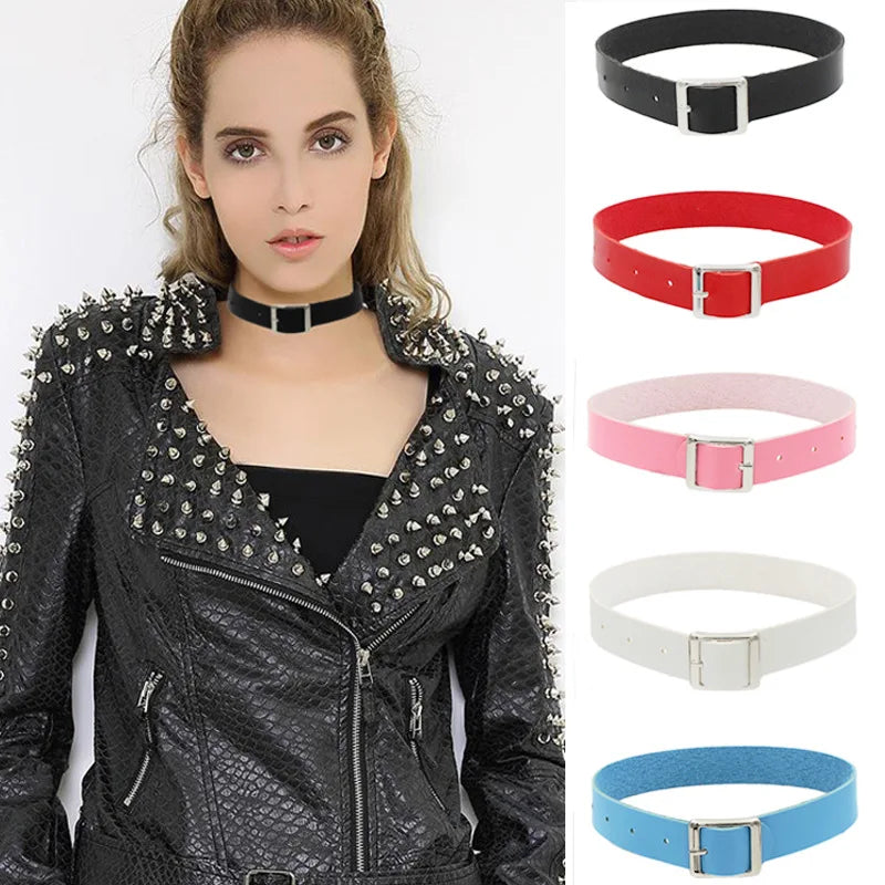 Leather Punk Harajuku Choker Necklace Woman Vintage Neck Strap Clavicle Chain