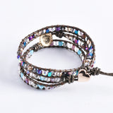 Leather Wrap Bracelets Opal Jaspers 3 Strands Statement Bracelet