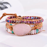 Leather Wrap Bracelet Natural Stone Statement Teengirl Women Jewelry