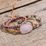 Leather Wrap Bracelet Natural Stone Statement Teengirl Women Jewelry
