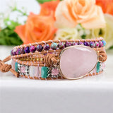 Leather Wrap Bracelet Natural Stone Statement Teengirl Women Jewelry