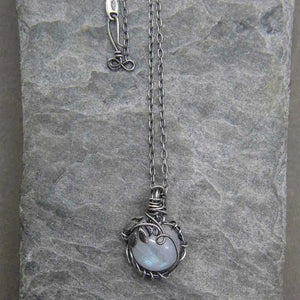 Moonstone Pendant Necklace Silver Charm Chain Necklaces For Women