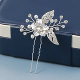 Pearl Flower Hairpins Rose Silver Hair Clip for Wedding