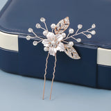 Pearl Flower Hairpins Rose Silver Hair Clip for Wedding