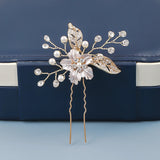 Pearl Flower Hairpins Rose Silver Hair Clip for Wedding
