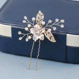 Pearl Flower Hairpins Rose Silver Hair Clip for Wedding