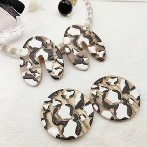 Leopard DIY Earrings Abstract Circular Oval Jewelry