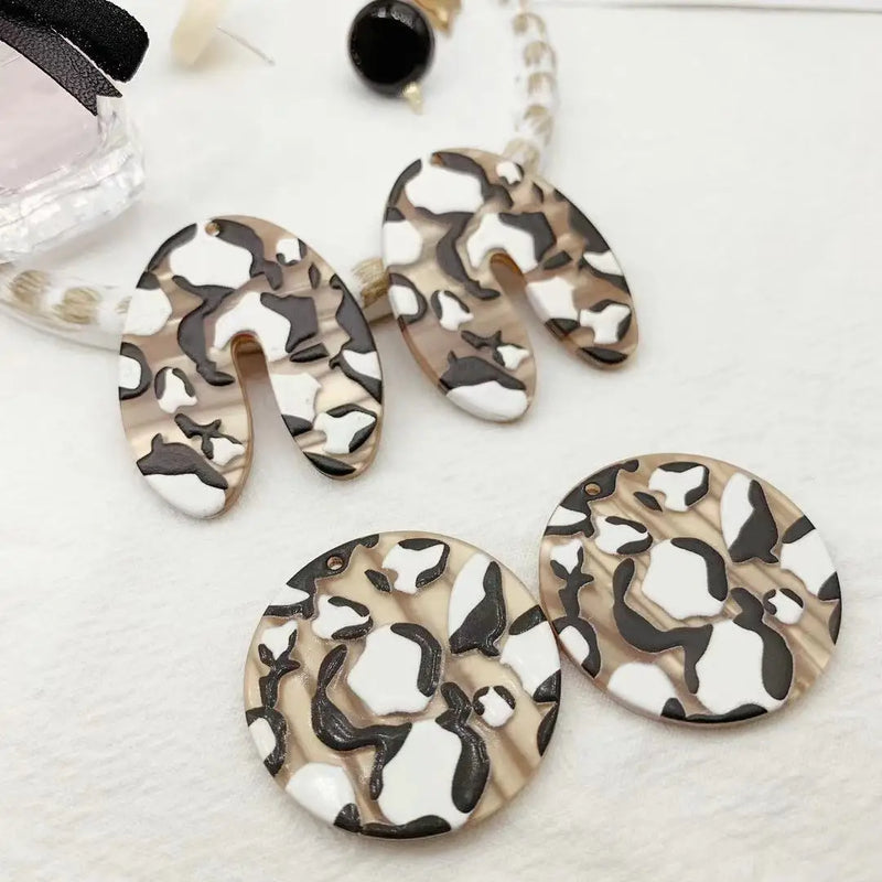 Leopard DIY Earrings Abstract Circular Oval Jewelry