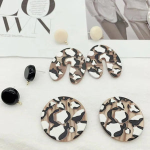 Leopard DIY Earrings Abstract Circular Oval Jewelry