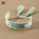 JADORE Braided Bracelet for Men Women Embroidery Lace Up Tassel Wrap