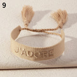 JADORE Braided Bracelet for Men Women Embroidery Lace Up Tassel Wrap