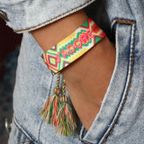 JADORE Braided Bracelet for Men Women Embroidery Lace Up Tassel Wrap