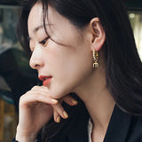 Drop Hoop Zircon Pearls Asymmetrical Earrings for Women Dangle Earrings