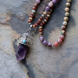 Life Tree Pendant Amethyst Necklace Boho Jewelry