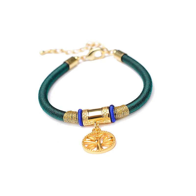 Life Tree Woven Bracelet 925 Silver Tibetan Buddhism Jewelry
