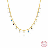 Geometric Square Zircon Necklace 925 Sterling Silver Jewelry
