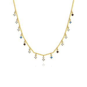 Geometric Square Zircon Necklace 925 Sterling Silver Jewelry