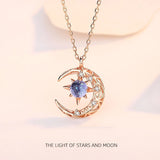 Stars Moon Charm Necklace Clavicle Rhinestone Chain Jewelry