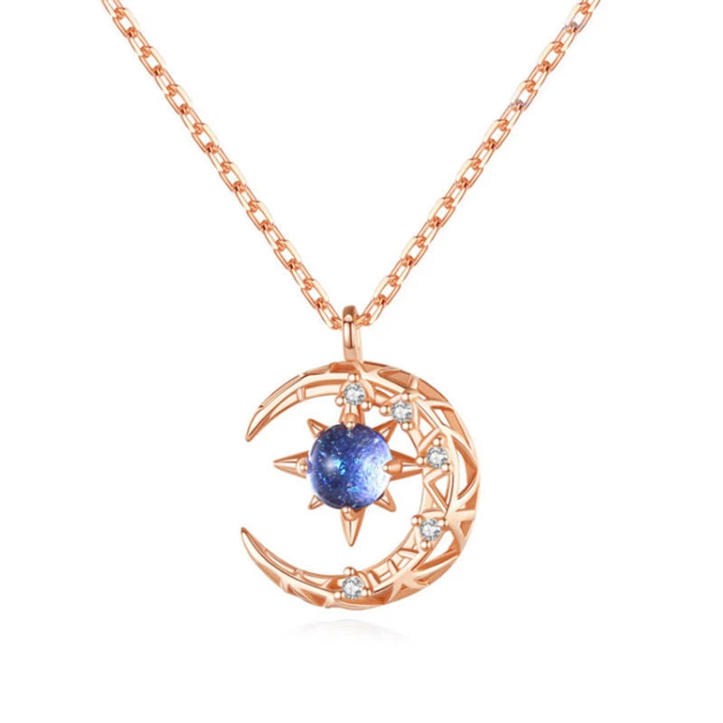 Stars Moon Charm Necklace Clavicle Rhinestone Chain Jewelry