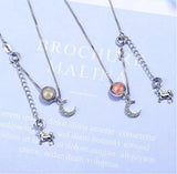 Sterling Silver Crystal Unicorn Moon Pendant Necklace