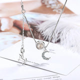 Sterling Silver Crystal Unicorn Moon Pendant Necklace