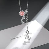 Sterling Silver Crystal Unicorn Moon Pendant Necklace