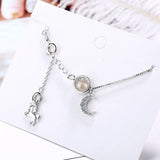 Sterling Silver Crystal Unicorn Moon Pendant Necklace