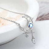 925 Silver CZ Star Moon Choker Necklace Wedding Party Jewelry